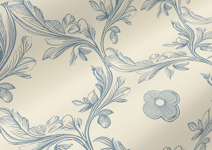 Trellis Prints, Vine and Bloom Romsey Raffs Blue - Twist&Fit Roller Blind - Image 4